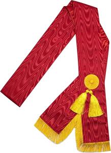 Cinta de Amaranto de Calidad Premium (sin forro), Cinta Roja Moiré: Cintas OES Adornadas con Roseta Dorada y Borla en el Centro - Product Image 4