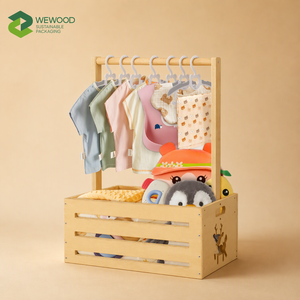 Porte-vêtements pour bébé en bois avec caisse de rangement, organisateur de vêtements pour enfants, étagère de rangement pour jouets - Product Image 5