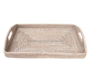 Plateaux de service rectangulaires, en rotin, noir, panier de rangement en qualité supérieure, pour les fruits, accessoires de cuisine, 1 pièce - Product Image 5