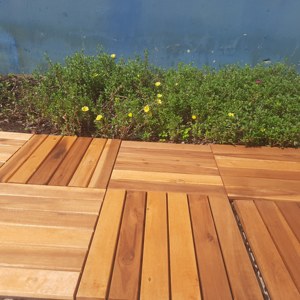 Industrial Solid Acacia Wood Deck <b>Tile</b> 300x300mm Click Moisture Proof Outdoor Flooring for Terrace Backyard Balcony Pool Garden - Product Image 3