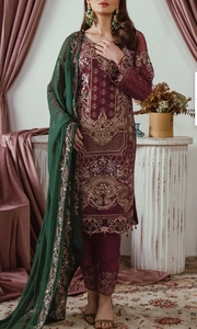 Robes longues pour femmes, en soie brodée extensible, style traditionnel Shalwar Kameez, longueur genoux, pour occasions spéciales - Product Image 6