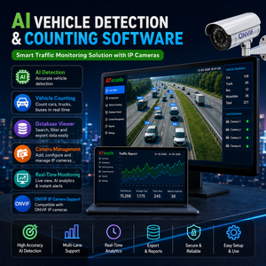 ซอฟต์แวร์นับจำนวนการจราจรอัจฉริยะ |   การตรวจสอบยานพาหนะด้วยกล้อง IP ONVIF |   รับผลิตแบบ OEM - Product Image 1