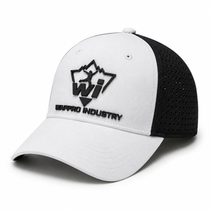 Custom Unisex Mesh <b>Snapback</b> <b>Cap</b> Adjustable Breathable Outdoor Casual Hat White Black 6-Panel Design - Product Image 2