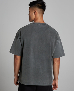 T-shirt décontracté tissé pour homme, coupe classique, col rond, gris uni, 100 % coton respirant, teinture unie, qualité supérieure - Product Image 2