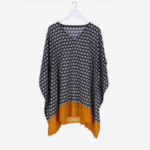 Vestido Kaftán Mini de Playa Bohemio Tejido de Algodón Estampado Ecológico con Cuello en V, Borlas y Diseño Asimétrico Transpirable - Fabricante - Product Image 3