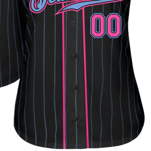 Black Light Blue Pinstripe Pink Light Blue Baseball Jersey for Men Button Down Team Uniform Breathable Lightweight <b>Athletic</b> - Product Image 6