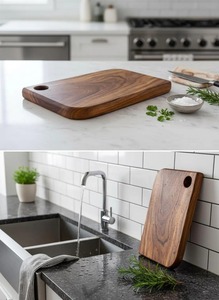 Planche à découper rectangulaire en bois, planche à découper pour fruits, personnalisée, avec poignée en bois épaisse, portable, pour le camping - Product Image 5
