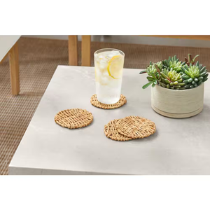 Rattan Coaster <b>Placemat</b> Household Woven <b>Placemats</b> & Kitchen Coaster Rattan Tea Coaster Hot Sale - Product Image 1