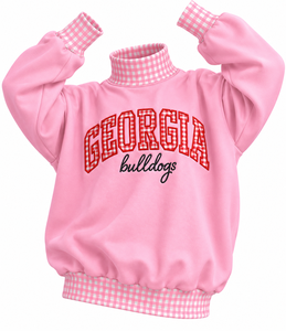 Sweat-shirt surdimensionné personnalisé pour femme, col montant, broderie de lettres à carreaux, en molleton de coton, pull décontracté, vente en gros - Product Image 4