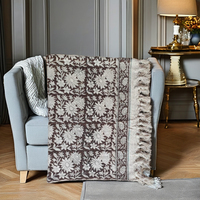 Couverture de lit rectangulaire en coton 100% tissé à la main, luxueuse, imprimée, avec pompons, pour l'hiver, écologique, respirante, pour canapé-lit