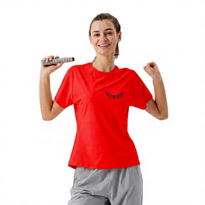 Camiseta de Manga Corta con Cuello Redondo Rosa para Mujer, con Logotipo Bordado, Transpirable, Corte Regular, Top de Yoga - Product Image 6