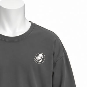 T-shirt à manches longues gris anthracite en coton épais, coupe oversize à épaules tombantes, délavage vintage, unisexe, style streetwear - Product Image 5