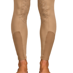 Culotte d'équitation professionnelle pour femme, beige nude, taille haute, extensible, avec grip en silicone et assise intégrale - Product Image 3