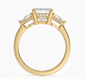 Bague de fiançailles en diamant taille émeraude Empress avec bande latérale en diamant de forme poire pour femme, diamants de laboratoire - Product Image 5