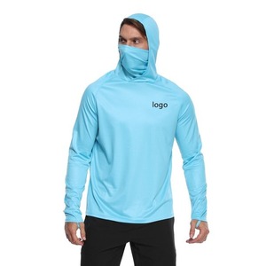 Chemise de pêche pour homme, blanche, à manches longues, à capuche, avec cache-cou, anti-transpiration, UPF50, style ajusté - Product Image 1