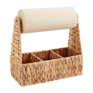Cesta para utensilios y rollo de toallas de papel de jacinto de agua natural tejido, hecho a mano en Vietnam, al por mayor - Product Image 1