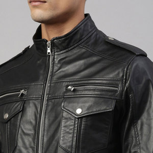 VIENNA INDUSTRY Men's Genuine <b>Leather</b> Biker <b>Jacket</b>-Reversible Breathable Anti-UV Eco-Friendly <b>Winter</b> Design - Product Image 6