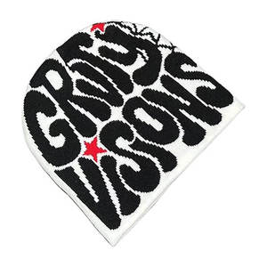 Gorro de Punto Jacquard de Poliéster/Algodón Crazy Visions, Unisex, Estilo Urbano, Gorro de Invierno, Patrón de Estrella Negra, Blanca y Roja, Adulto, 56-58CM, 3D - Product Image 4