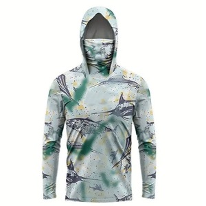 Sweat-shirt de pêche à capuche avec logo personnalisé, vêtements de performance, séchage rapide, polyester, manches longues, protection solaire UV UPF 50, chemises de pêche - Product Image 1
