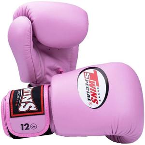 Guantes de boxeo y espinilleras rosas Twins, conjunto de cuero vacuno auténtico para entrenamiento de artes marciales, con cierre de velcro, ligeros. - Product Image 2