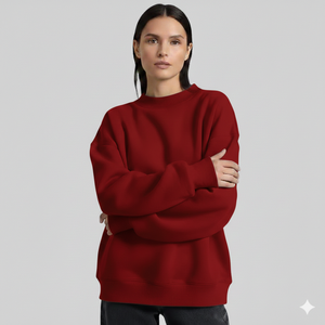 Sweat-shirt en molleton tricoté pour femme, col montant oversize, brodé, avec étiquette personnalisée sur le devant, style minimaliste, haute qualité - Product Image 4