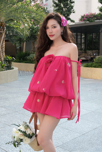 RTS coshe Aurora ชุดเดรสสั้นฟองลายดอกไม้หรูหราสไตล์เกาหลีน่ารักหวานสำหรับวัยรุ่นปาร์ตี้ฤดูร้อนสวมใส่ทุกวันใส่สบายๆ - Product Image 4