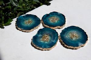 Posavasos Decorativo Reutilizable Belladec, Estilo Rústico, Resina, Diseño Floral Azul Oscuro, Hecho a Mano, Ligero y Ecológico - Product Image 5