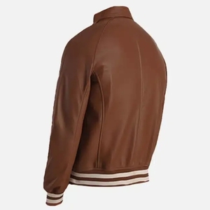 2026 Customized Leather <b>for</b> Bomber <b>Baseball</b> <b>Jacket</b> <b>Men</b> Winter Waterproof Windproof Genuine Stand Collar OEM Service - Product Image 2