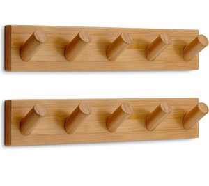 <b>Wall</b>-Mounted Wood Coat Hook Hanger J Shape 4 PCS Modern Customized Wood Coat Hanger Rack Railing - Product Image 6