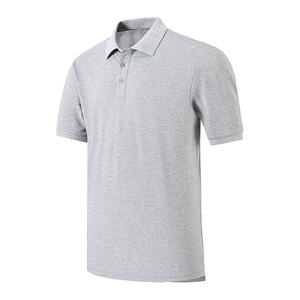 เสื้อโปโลสีน้ำเงินกรมท่าแขนสั้นสีทึบมีกระดุมติดปกสำหรับผู้ชาย - Product Image 5