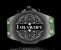 Montre-bracelet de luxe pour homme en acier inoxydable, entièrement pavée de diamants Moissanite, avec bracelet en caoutchouc vert, style Hip Hop
