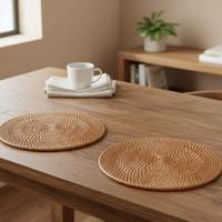Napperon rond en bambou fait main, élégant et le plus vendu au monde, 400 mm, style bohème, tapis et sous-plats