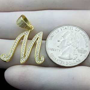 Colgante de Letra M con Diamante Moissanite, Plata de Ley 925, Letra del Alfabeto con Incrustaciones de Diamantes, Sin Cadena, Regalo - Product Image 3