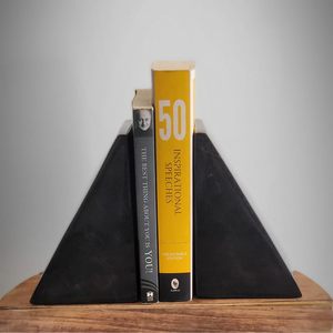 Modern Black Art Deco Irregular Shape Engraved Marble Bookends Natural Stone Sculptural <b>Book</b> Holder Home Office <b>Library</b> Decor - Product Image 2