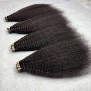 CDYHAIRVN 40 Piezas de Extensiones de Cabello Humano Natural con Cinta Invisible, Rizo Jerry, Lacio Rizado, Lacio Yaki, Textura Gruesa, Donante Único - Product Image 3