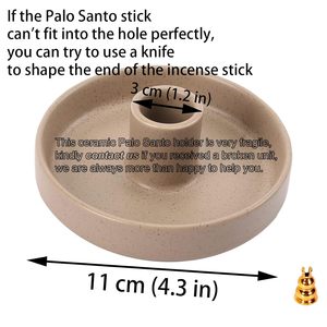 Brûleur d'encens en céramique pour bâtonnets d'encens en bois de Palo Santo, marron, fait main, support aromatique pour la méditation à domicile - Product Image 3