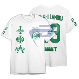 T-shirt de la sororité Iota Phi Lambda, t-shirt en coton blanc avec lettres grecques, vêtements de sororité IPL, t-shirt universitaire personnalisé avec n'importe quel design - Product Image 1