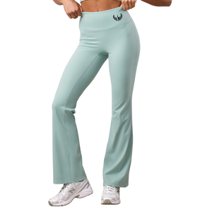 Mint Green <b>Flared</b> Yoga <b>Leggings</b> Women High Waist Gymwear Stretch Fitness Training Workout Activewear Pants - Product Image 1
