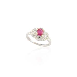 14K White <b>Gold</b> Ruby and Diamond Statement <b>Ring</b> - Product Image 3