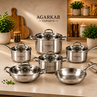 Ensemble de casseroles en acier inoxydable de qualité export, 10 pièces, compatible gaz, poignées rivetées, chauffe rapide, finition durable