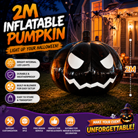 Citrouille noire gonflable géante personnalisée de 2 m, résistante aux intempéries, pour décoration d'Halloween, événements, jardins et entreprises