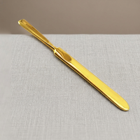 Pousse-cuticules double embout en acier inoxydable réutilisable et écologique, finition dorée, pour manucure et nettoyage des ongles