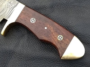 Handmade Damascus Steel Straight <b>Drop</b> Point Bowie Knife Fixed Hunting Utility Knife Pakka Wood Handle Genuine Leather Sheath OEM - Product Image 5