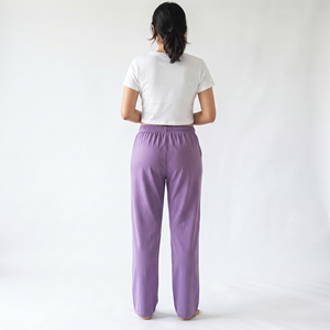 <b>Women</b> Cotton Straight Loose Fit Pants Casual Full Length Solid Color Drawstring Waist Mid Rise Summer Wear <b>Trouser</b> Ladies - Product Image 2