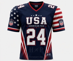 Maillot de football américain unisexe pour adultes et jeunes, sublimation personnalisée, polyester respirant, nouveau design, maillot de supporter d'équipe - Product Image 1