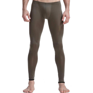 Men's Solid Full Length Leggings Elastic Waist Knitted Spandex Nylon <b>Stretch</b> All Seasons Basic Style - Product Image 1