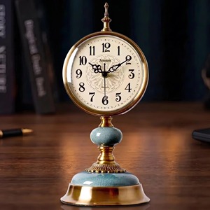 Nouvelle horloge de bureau en laiton, forme circulaire, silencieuse, sans tic-tac, sonnerie horaire, design traditionnel - Product Image 2