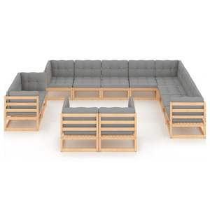 Conjunto de Muebles de Jardín de Pino Natural y Poliéster, Resistentes y Duraderos, para una Cómoda Vida al Aire Libre - Product Image 3