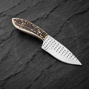 Couteau de cowboy artisanal en acier raspé, manche en corne de taureau, lame fixe, étui en cuir, utilitaire, personnalisable, OEM, DIY, EDC - Product Image 5