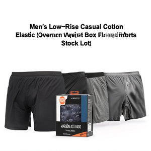 Calzoncillos bóxer de algodón casuales de tiro bajo para hombre, con cintura elástica de marca, ajuste holgado, excedente de producción original, lote de stock de Bangladesh - Product Image 3